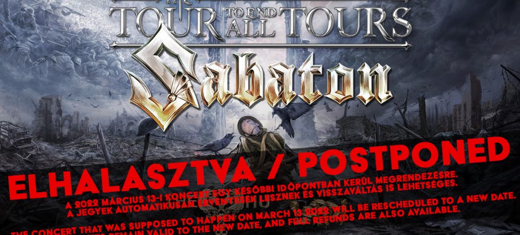 Sabaton: halasztásra került a márciusi koncert, hamarosan bejelentik az új dátumot!!!